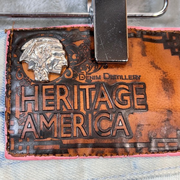 Heritage America Men Distressed Acid Wash Jeans Cloud Print Ripped Denim 34x20 - Picture 9 of 15